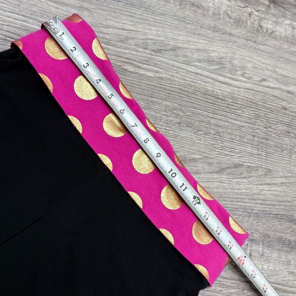 Victorias Secret PINK Y2K Yoga Crop Pants Fold Over Pink Gold Polka Dot Bling LG - Picture 5 of 10
